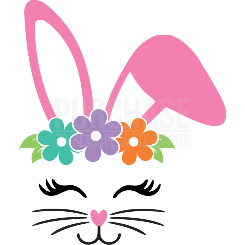 Bunny Face Flowers SVG, Easter SVG