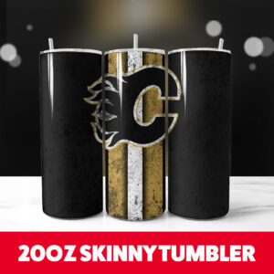 Calgary Flames Grunge Tumbler Wrap 20oz Skinny Tumbler Straight 1