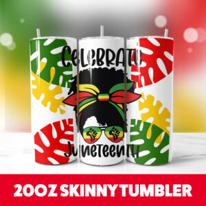 Celebrate Juneteeth Girl Tumbler Wrap 20oz Skinny Tumbler Straight 1