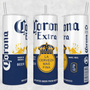 Corona Extra Beer Tumbler Wrap 20oz Skinny Tumbler Straight Taper