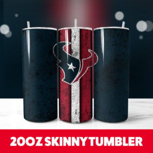 Houston Texans Grunge Tumbler Wrap 20oz Skinny Straight 1