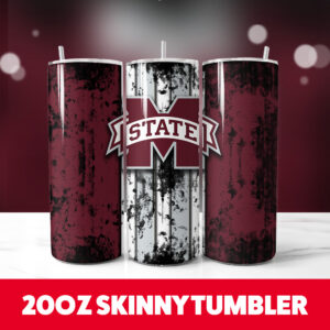Mississippi State Grunge Tumbler Wrap 20oz Skinny Tumbler Straight 1