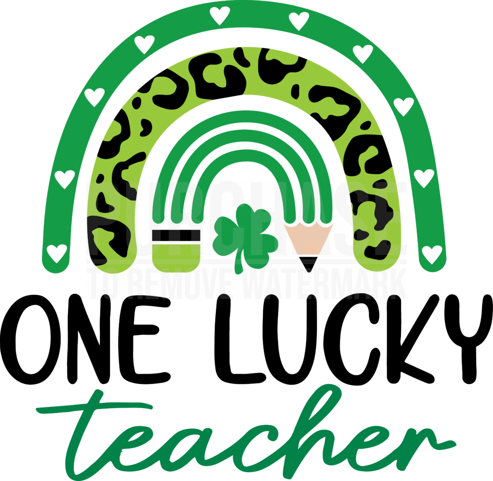 One Lucky Teacher Svg, St Patrick’s Day Svg, Rainbow Lucky Clover Svg