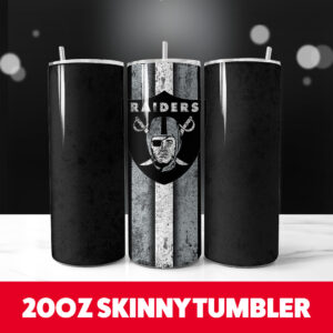 Raiders Grunge Tumbler Wrap 20oz Skinny Straight 1