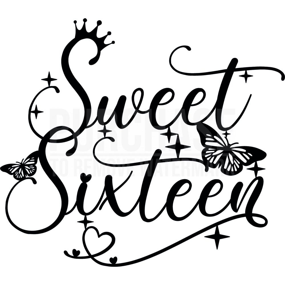 Sweet Sixteen SVG • 16th Birthday Cake’s Topper SVG Cut File Design