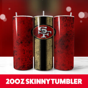 San Francisco 49ers Grunge Tumbler Wrap 20oz Skinny Straight 1