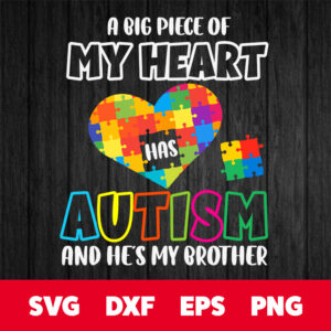 a big piece of my heart has autism and hes my brother svg puzzle piece svg 1