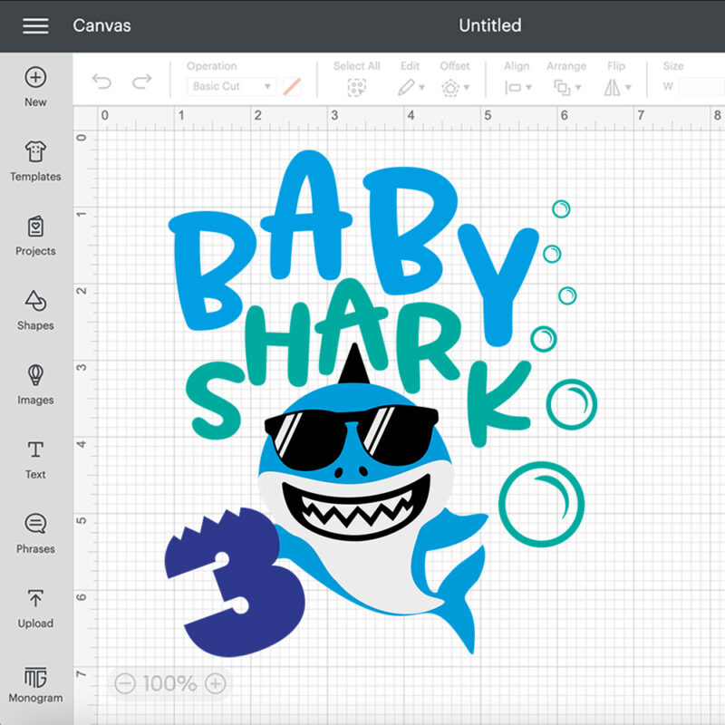 baby shark three svg third baby birthday svg design 1