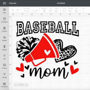 baseball mom red svg cheerleader pom poms with leopard heart t shirt svg 1