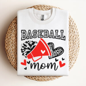 baseball mom red svg cheerleader pom poms with leopard heart t shirt svg 2