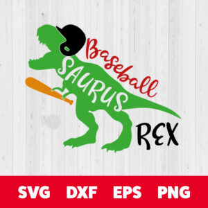 baseball saurus rex svg dinosaur baseball player svg cutting files