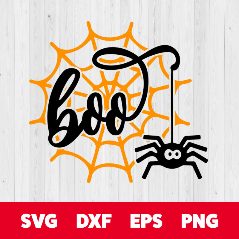 boo spider svg halloween spooky spider with net t shirt svg cut files