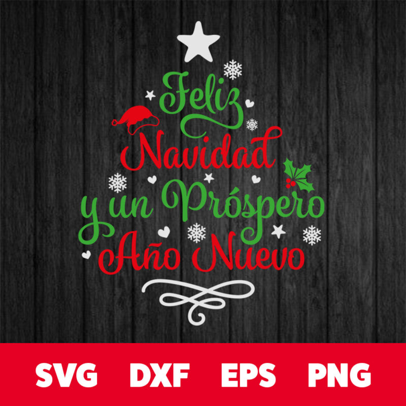 feliz navidad y un prospero ano nuevo svg spanish christmas tree svg
