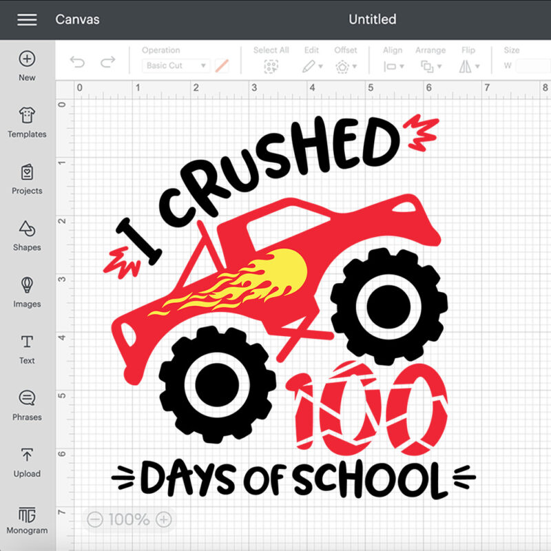 i crushed 100 days of school monster truck t shirt svg cut files for cricut 1