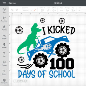 i kicked 100 days of school svg t rex soccer monster truck svg files 1