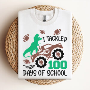 i tackled 100 days of school svg t rex football monster truck svg cut files 2
