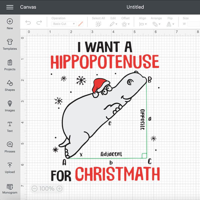 i wants hippopotenuse for christmas hippopotamus math lover svg 1