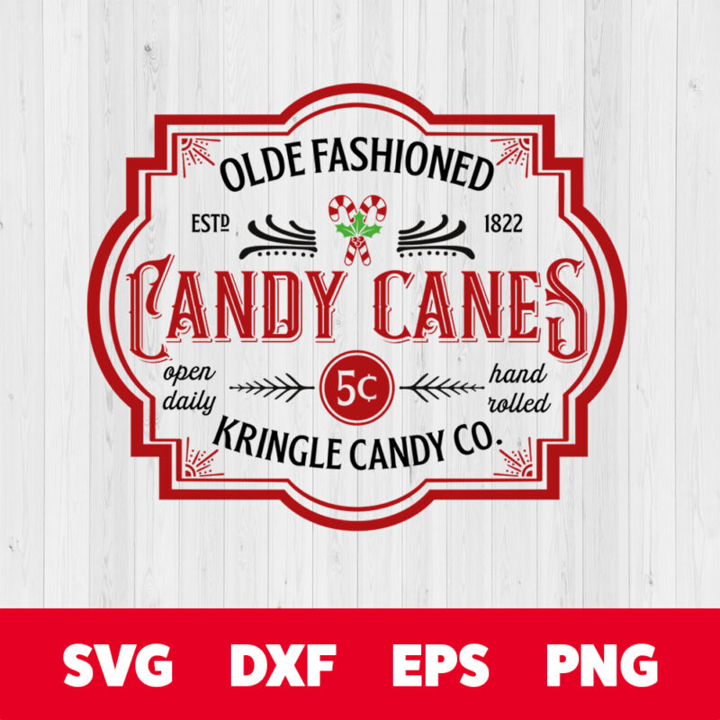 kringle candy co olde fashioned candy canes svg christmas vintage design svg