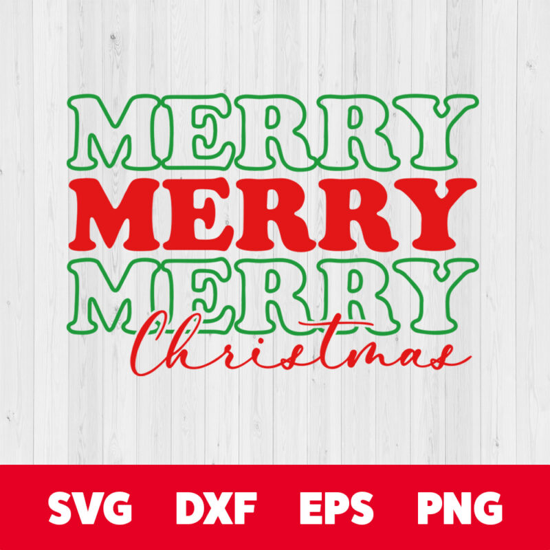 merry merry merry christmas svg xmas stacked t shirt design svg cut files