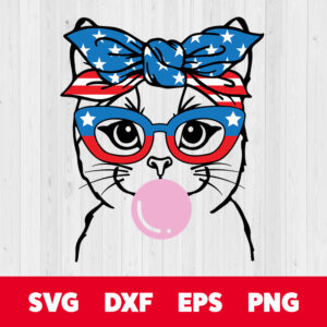 patriotic cat with bandana glasses svg 4th of july svg