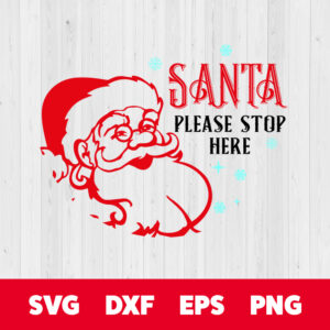santa please stop here svg christmas door round sign design svg cut files