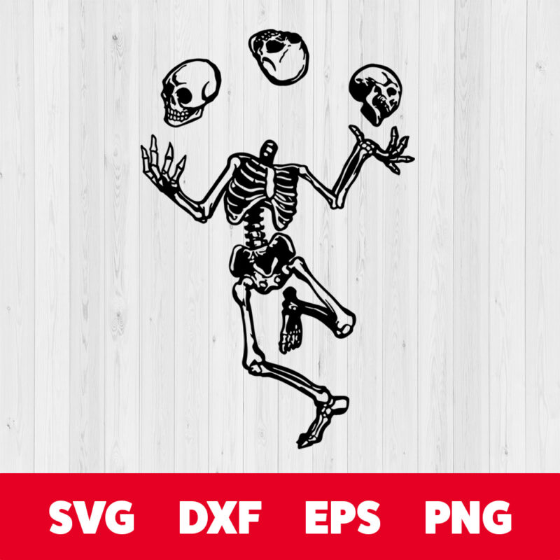 skeleton juggling skulls svg halloween svg