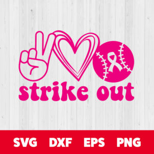 strike out baseball svg breast cancer awareness pink ribbon svg cut files