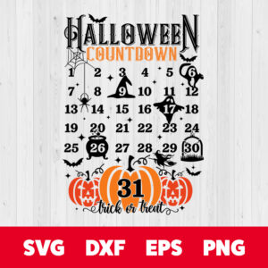halloween countdown svg treat or treat calendar design svg png cut files
