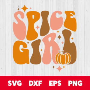 spice girl svg thanksgiving autumn pumpkin retro wavy stacked t shirt design