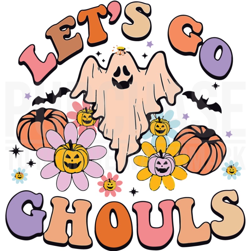 Groovy Lets Go Ghouls Floral Ghost Hippie Halloween Costume SVG
