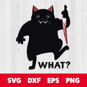 cat wha funny black cat with knife killer halloween svg
