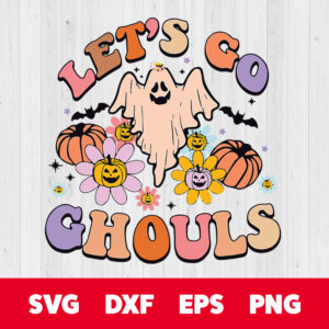 groovy lets go ghouls floral ghost hippie halloween costume svg