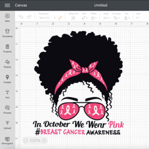 in october we wear pink black woman breast cancer awareness svg 1