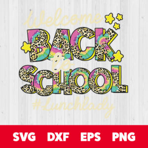 leopard welcome back to school lunch lady life svg