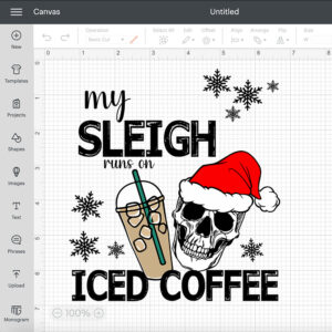 my sleigh runs on iced coffee svg skeleton christmas svg 1