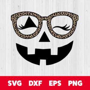pumpkin face with glasses svg funny pumpkin leopard glasses t shirt design