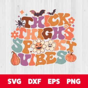retro groovy funny halloween thick thighs and spooky vibes svg