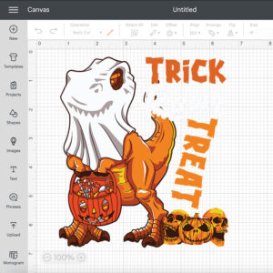 trick rawr treat halloween trex boo ghost with candy basket svg 1