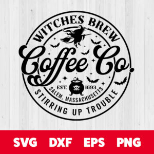 witches brew coffee co stirring up trouble svg halloween t shirt design svg