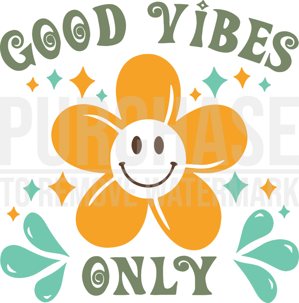 Good Vibes Only SVG, Retro Wavy Text SVG, Happy Face, Hippie SVG, Trendy  Shirt Sublimation Design, Digital Craft Files F