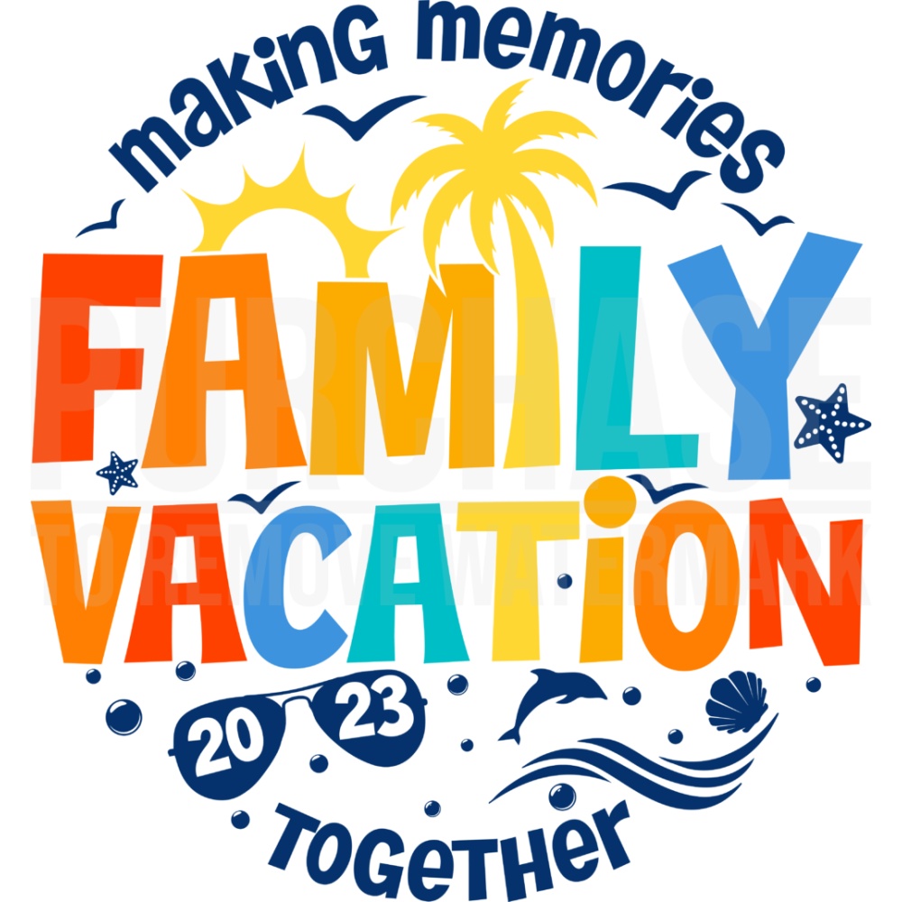 Family Vacation 2023 SVG Making Memories Together BW Tshirt Design SVGPNG