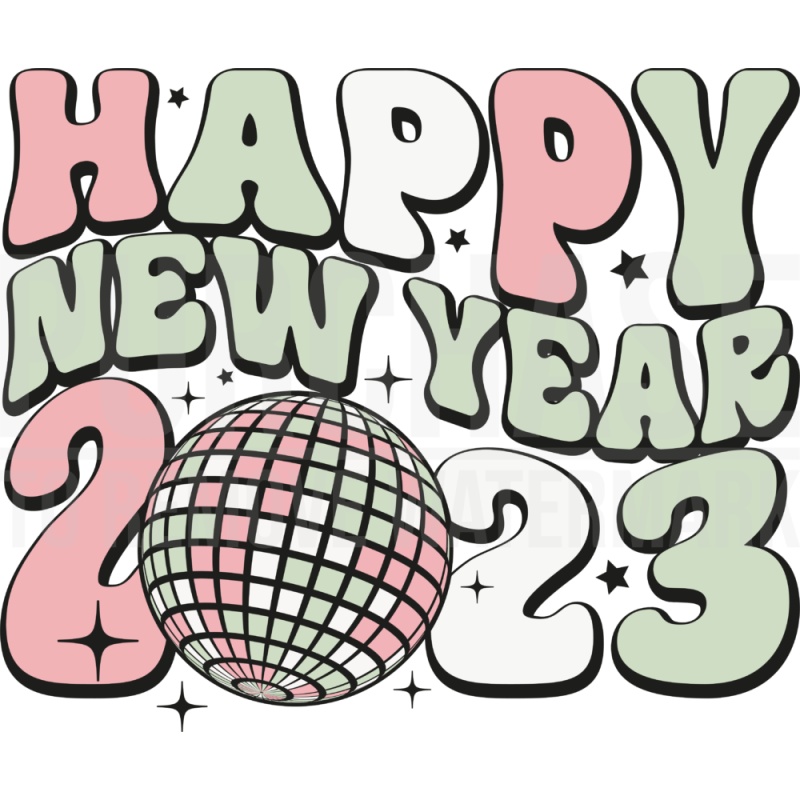 Happy New Year 2023 Png Disco Ball White T Shirt Retro Design Svg Png Cut Files 1272