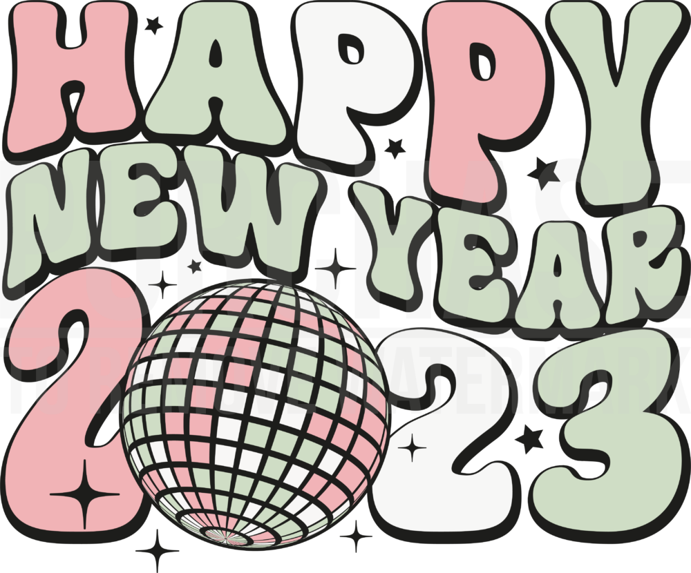 Happy New Year 2023 Png Disco Ball White T Shirt Retro Design Svg Png Cut Files 6432