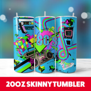 80s Theme Tumbler Wrap 20oz Skinny Tumbler