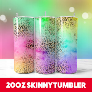 Color Full Leopard Mix Tumbler Wrap 20oz Skinny Tumbler