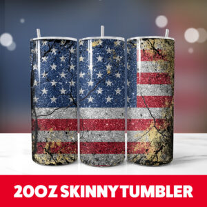 USA Flag Destressed Tumbler Wrap 20oz Skinny Tumbler