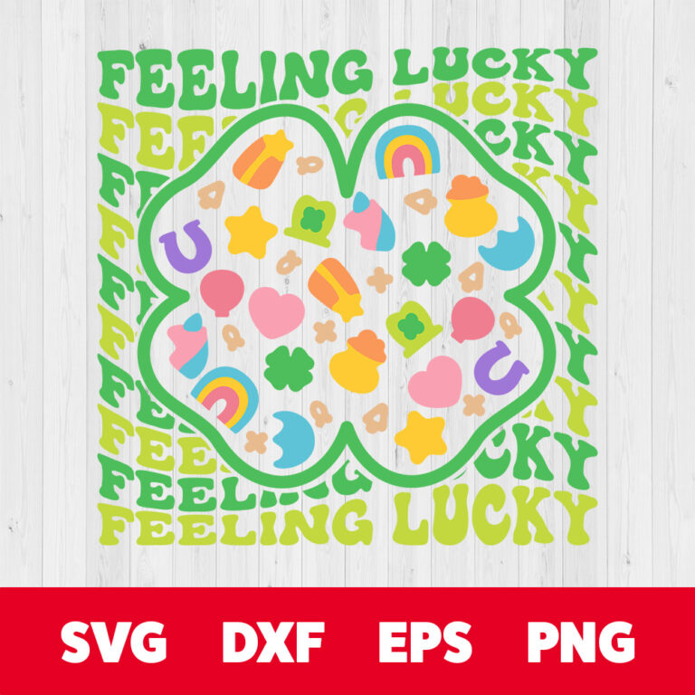 Feeling Lucky SVG St Patricks Day T shirt Clover Color Design SVG PNG 1