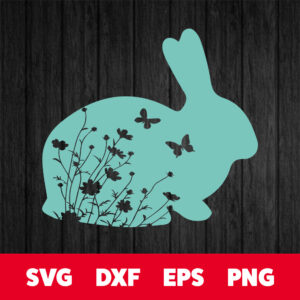 Floral Bunny Wildflower Easter Rabbit SVG cutting files 1