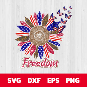 Freedom Sunflower Butterfly PNG American PNG 4th Of July PNG 1