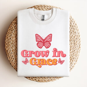 Grow In Grace PNG Sublimation Bible Verse Christian Shirt Design Boho Retro PNG 3